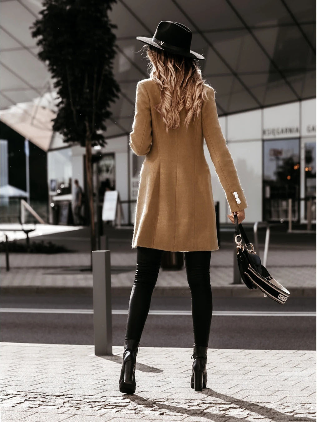 Women Clothing Overcoat Wish Autumn Winter Long Sleeve Blazer Collar Double Breasted Woolen Coat