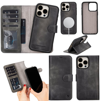 Casper Leather iPhone 15 Pro Wallet Case | Detachable MagSafe Compatible RFID Protection