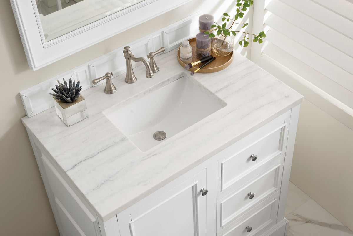 De Soto 36" Single Vanity Cabinet, Bright White