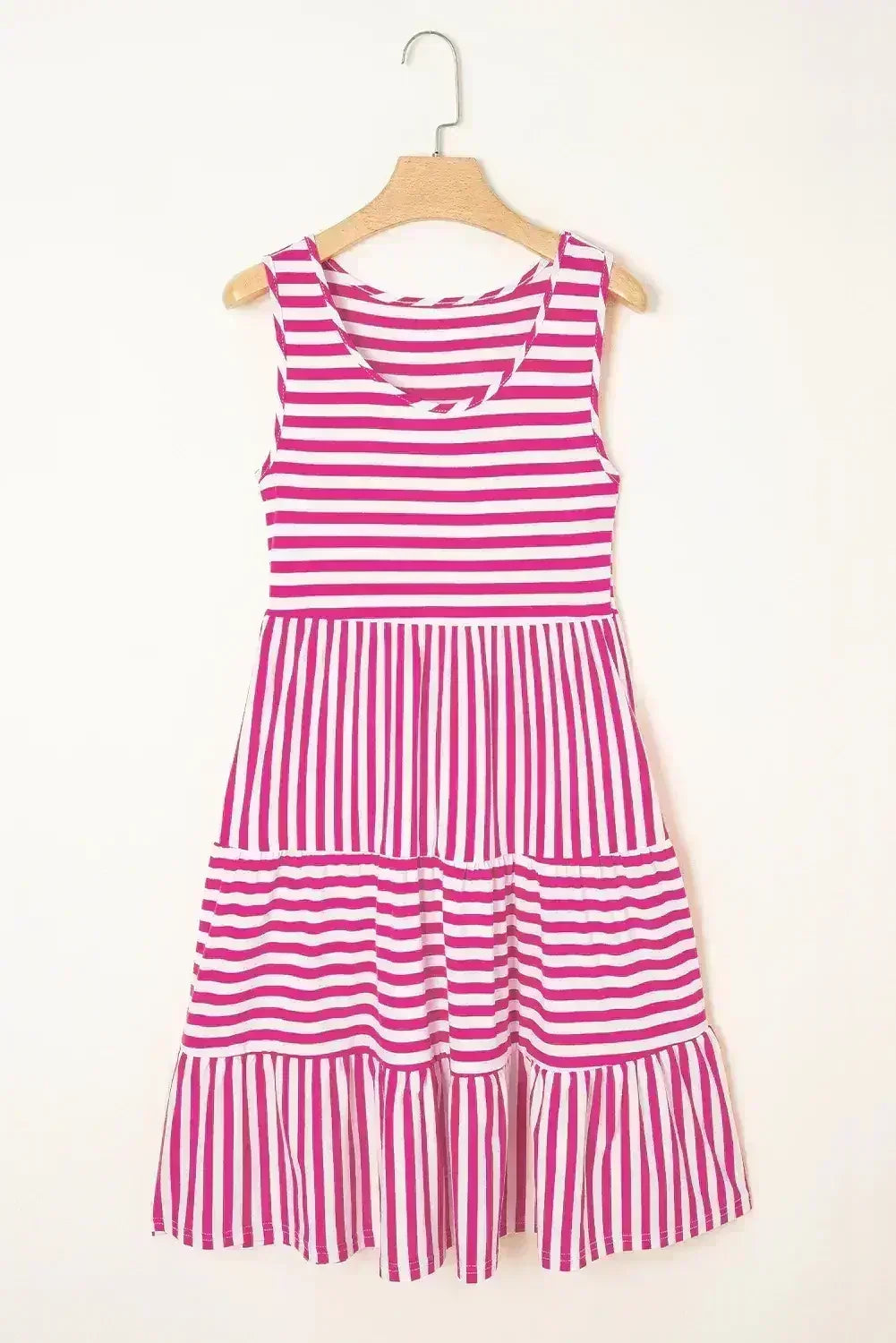 Black Stripe U Neck Sleeveless Loose Fit Mini Dress