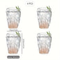 Elegant Tree Pattern Pleated Glass Cups - Set of 1/2/4 | Reusable