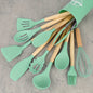 12Piece Silicone Kitchen Utensil Set with Wooden Handles