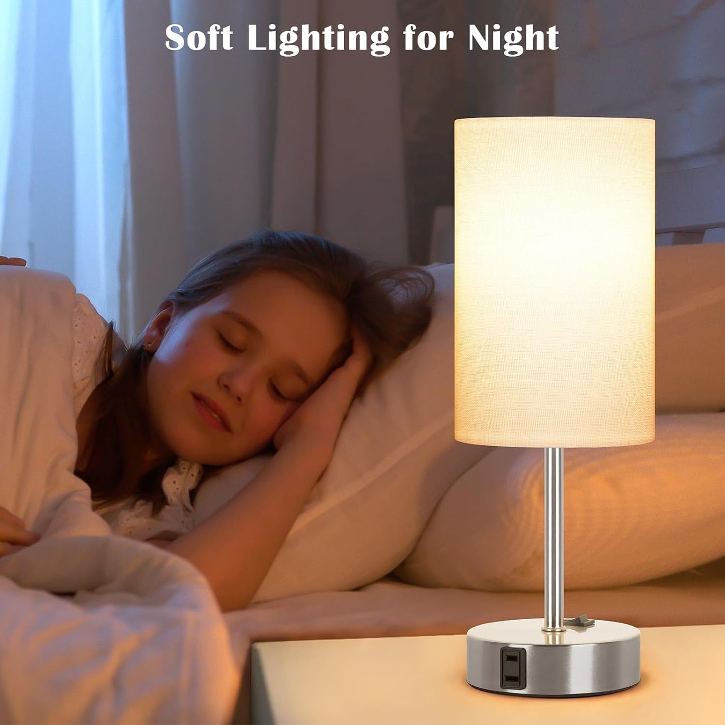 Table Lamp for Bedroom Set of 2, Bedside Small Lamps with 3 Way | Lighting | Kitchen + Metal