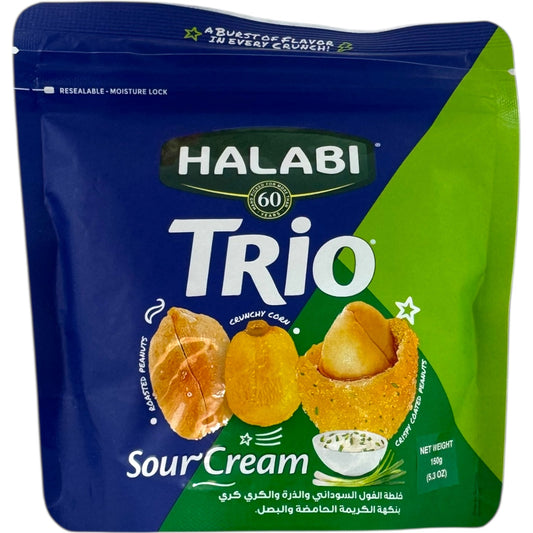 Halabi Trio Peanut Corn Snack - Tasty Sour Cream Flavor With Nutty Goodness