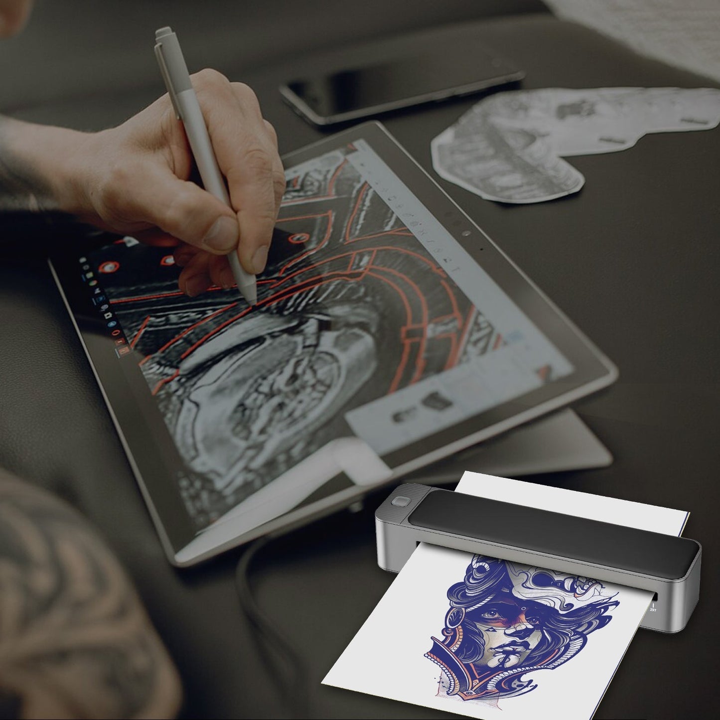 MAST® Upgraded A3 Bluetooth Tattoo Stencil Printer Portable Tattoo Transfer Machine for Large-Scale Tattoo Stencil