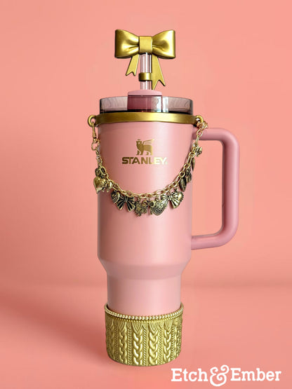Gold Metallic MACRAME Tumbler Boot -fits 20-40oz