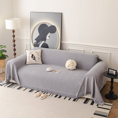 Textured Woven Modern Sofa Cover, Natural Blend Decorative Couch Throw Blanket