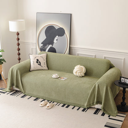 Textured Woven Modern Sofa Cover, Natural Blend Decorative Couch Throw Blanket