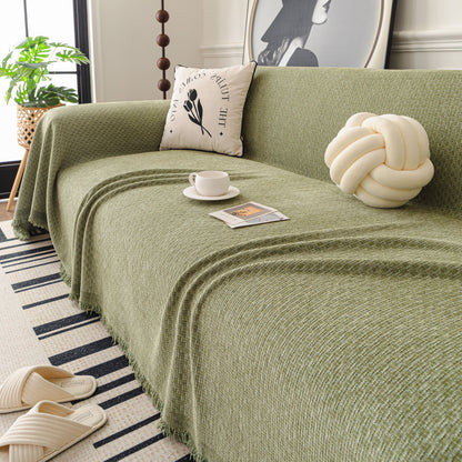 Textured Woven Modern Sofa Cover, Natural Blend Decorative Couch Throw Blanket
