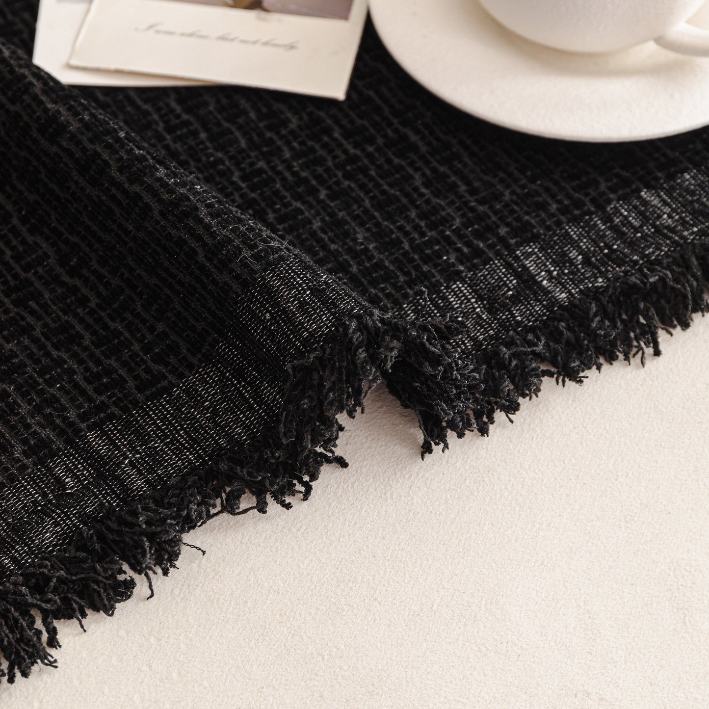 Textured Woven Modern Sofa Cover, Natural Blend Decorative Couch Throw Blanket