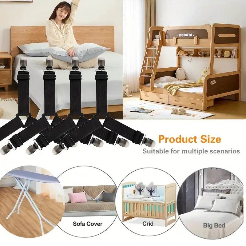 4-Piece Bed Sheet Holder Straps Set for Secure Mattress Fit