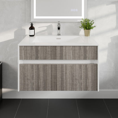 Eviva Ashy Wall Mount Bath Vanity with Acrylic Top and Integrated Sink