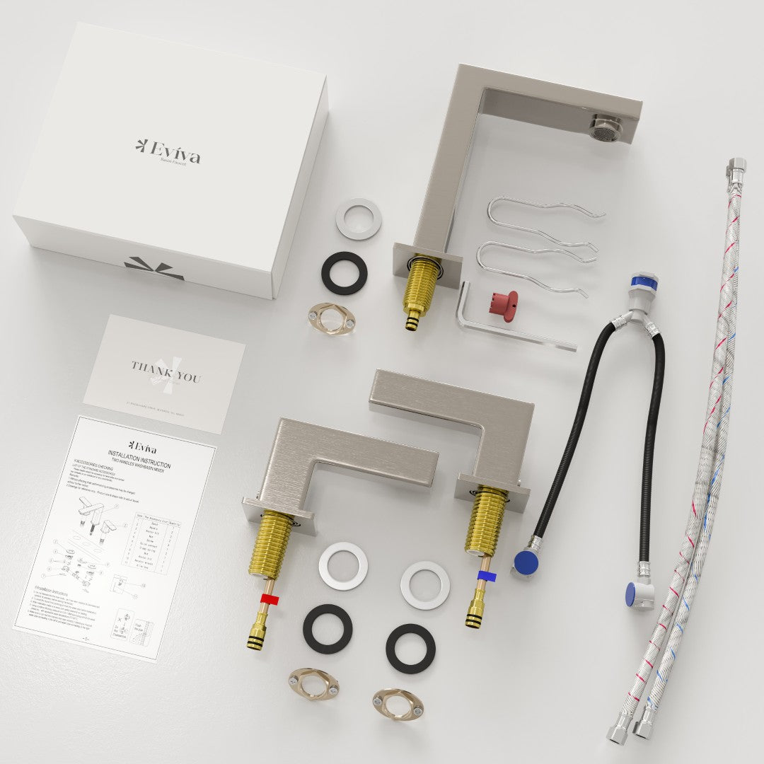 Eviva Sleek 2-Handle Waterfall Widespread Bathroom Faucet with Deckplate Included in Brushed Nickel