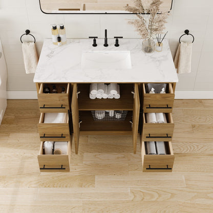 Eviva Graham Bath Vanity with Engineered Stone Top and Integrated Sink (30"-72")