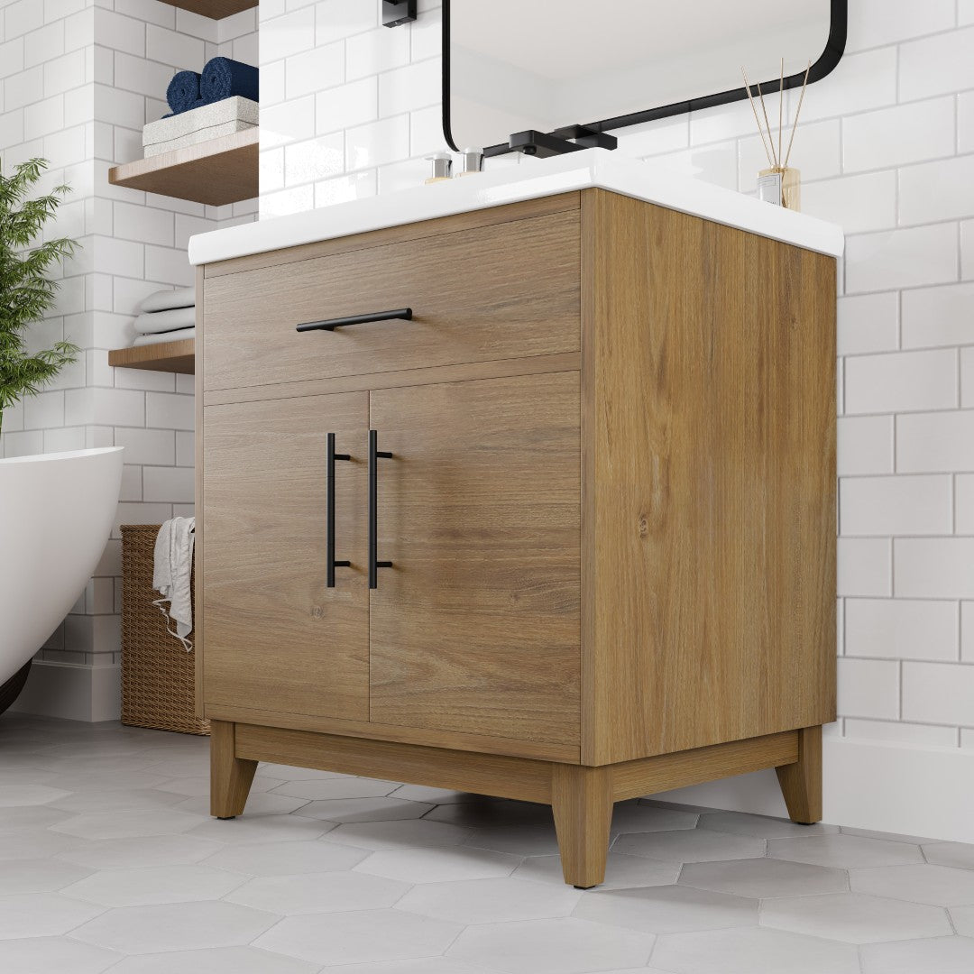 Eviva Graham Bath Vanity with Engineered Stone Top and Integrated Sink (30"-72")