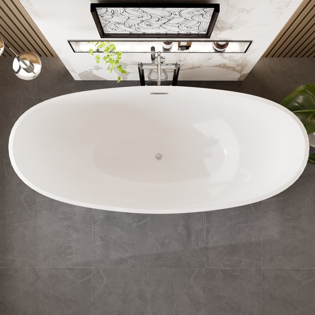 Eviva Bella Glossy White Acrylic Slipper Freestanding Bathtub
