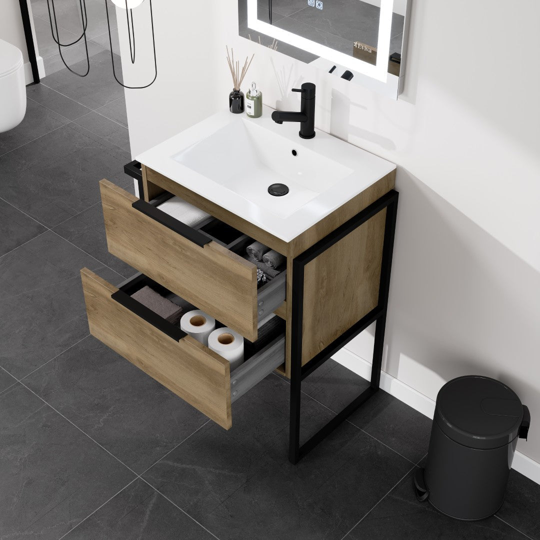 Eviva Marina Bath Vanity with Porcelain Top and Integrated Sink