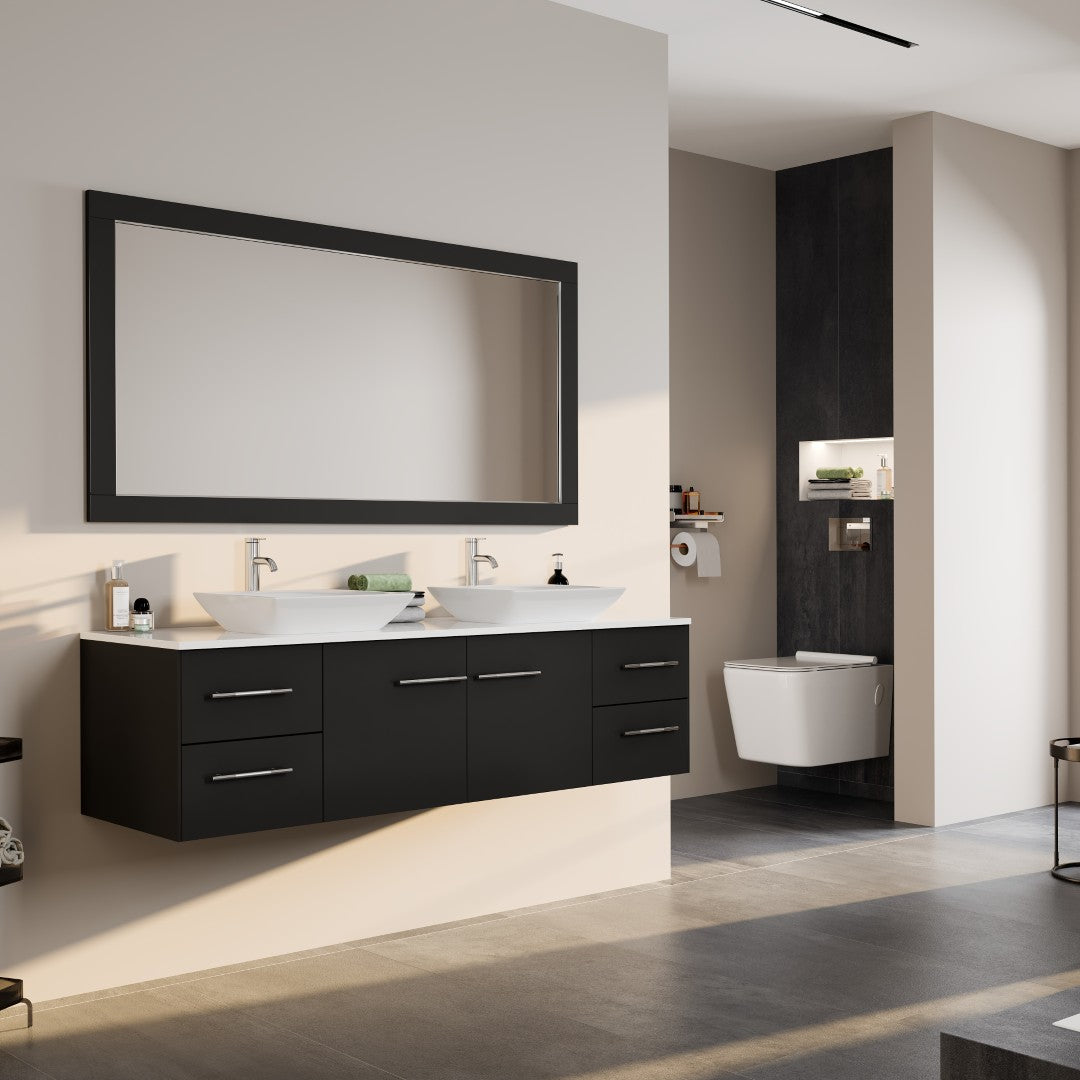 Eviva Aberdeen 72" x 30" Rectangular White Wooden Framed Mirror