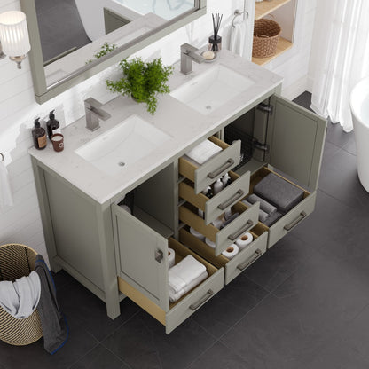 Eviva London Bath Vanity with Carrara Quartz Top and Undermount Porcelain Sink (20"-60")