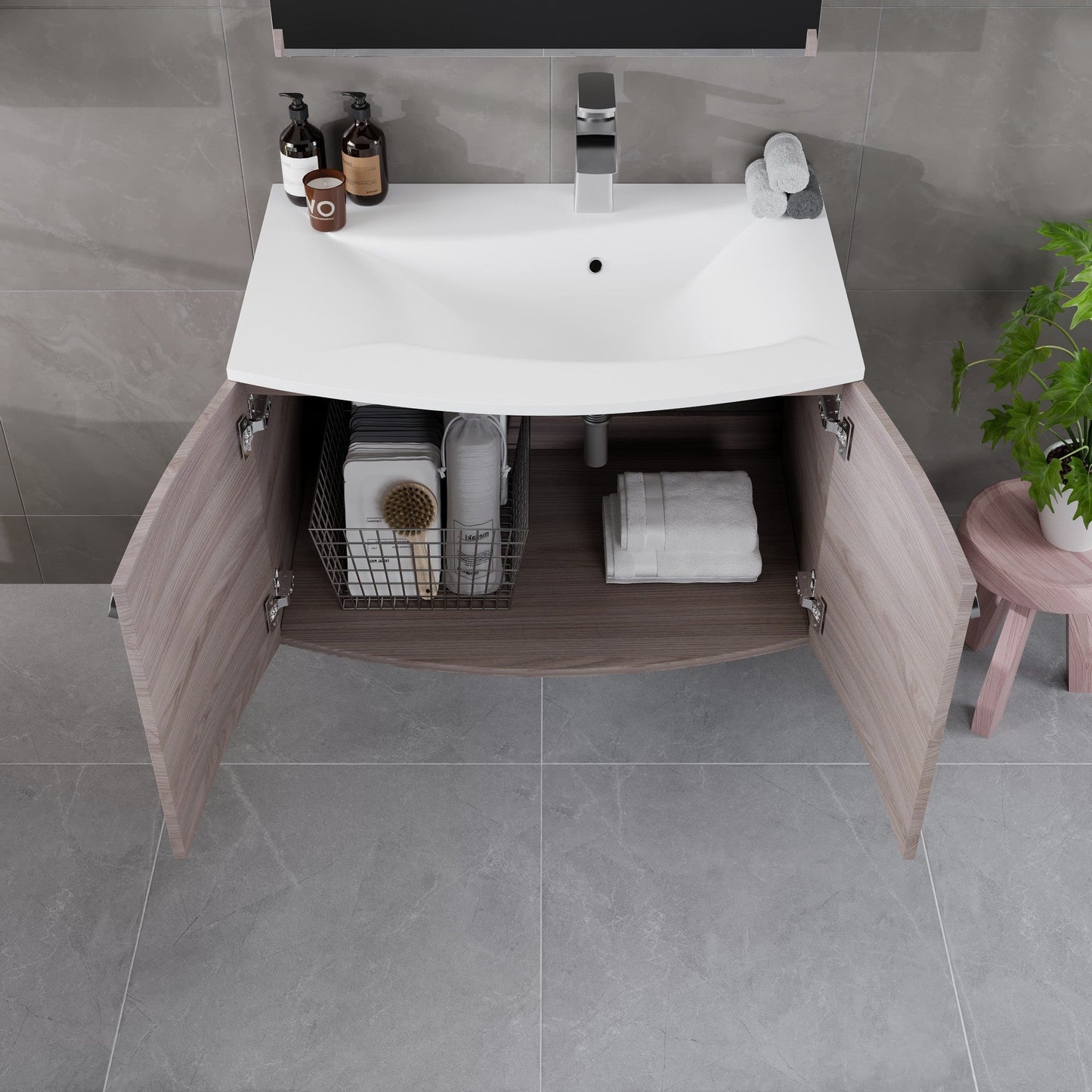 Eviva Romina Wall Mount Bath Vanity with Acrylic Top and Integrated Sink