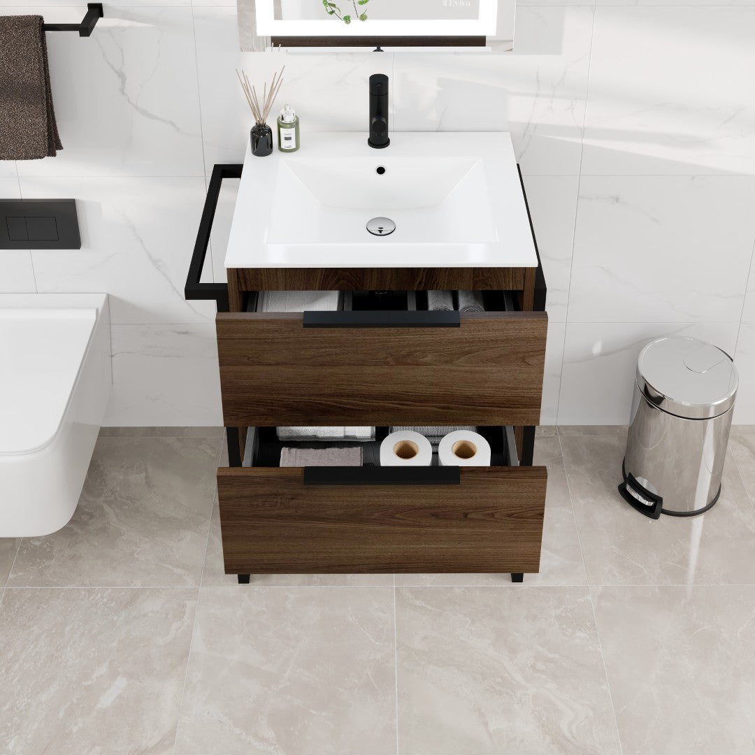 Eviva Marina Bath Vanity with Porcelain Top and Integrated Sink