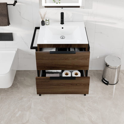 Eviva Marina Bath Vanity with Porcelain Top and Integrated Sink