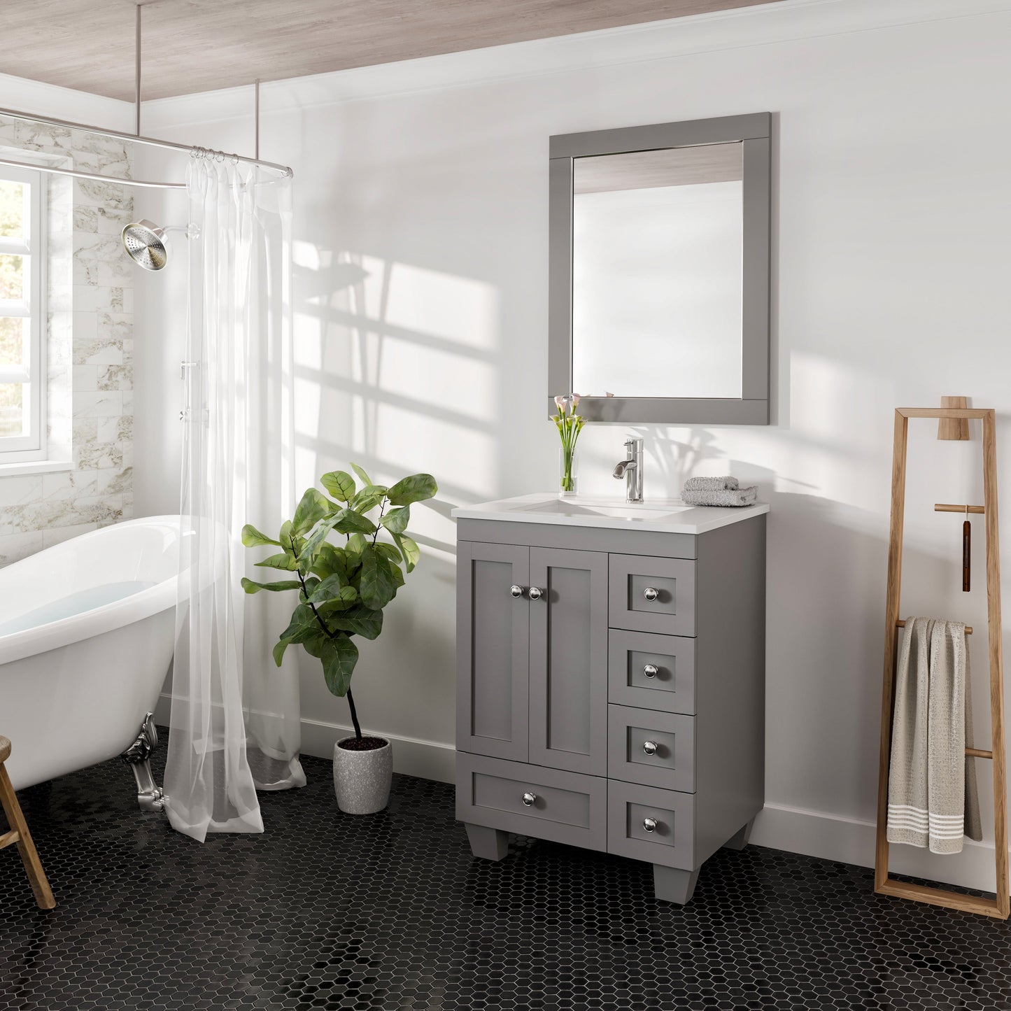 Eviva Aberdeen 72" x 30" Rectangular White Wooden Framed Mirror