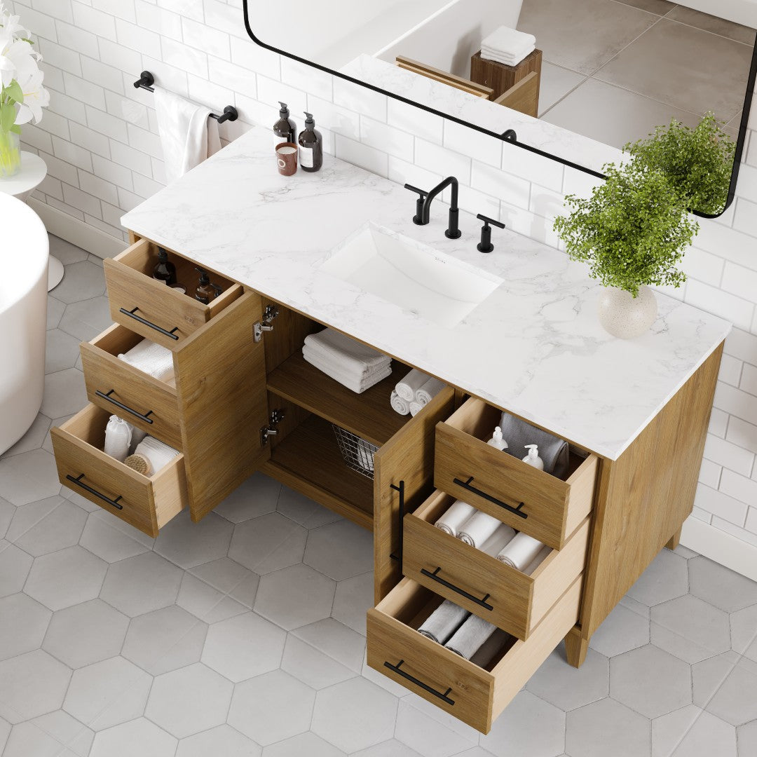 Eviva Graham Bath Vanity with Engineered Stone Top and Integrated Sink (30"-72")
