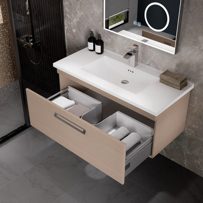 Eviva Orleans Wall Mount Bath Vanity with Porcelain Top and Integrated Sink