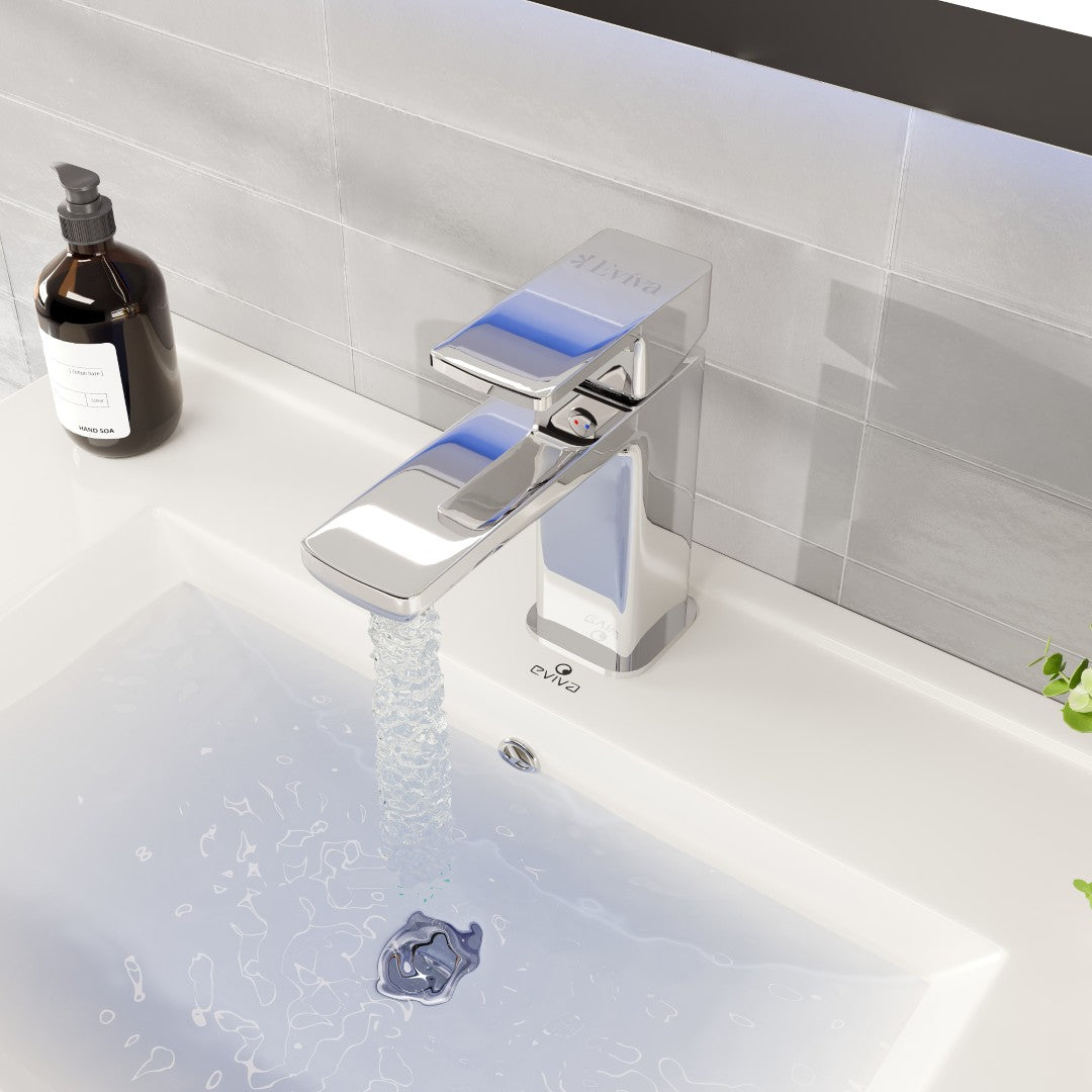 Eviva Lux Single-Handle Waterfall Single-Hole Bathroom Faucet with Deckplate Included in Chrome
