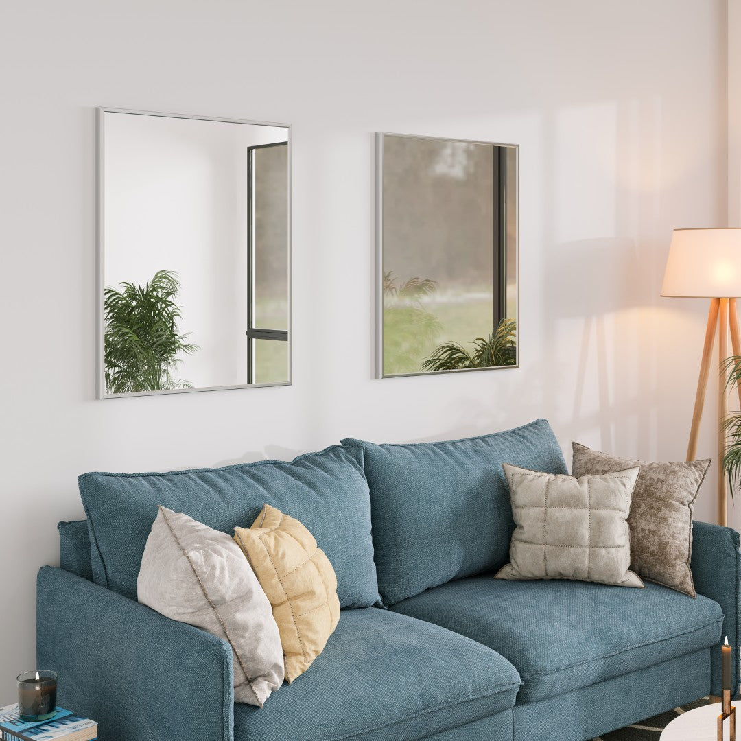 Eviva Vista Brushed Nickel Metal Framed Mirror