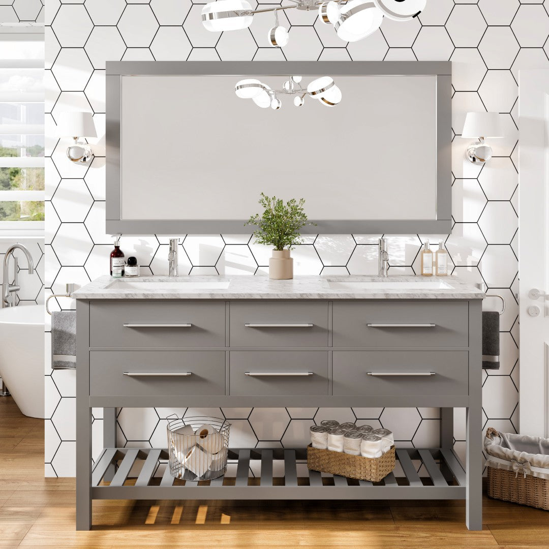 Eviva Aberdeen 72" x 30" Rectangular White Wooden Framed Mirror