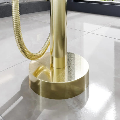 Eviva Modem Single-Handle Freestanding Tub Faucet with Hand Shower – Brushed   Gold