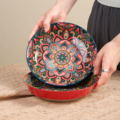 Bohemian Ceramic 8Inch Dinner Plates  Microwave Safe