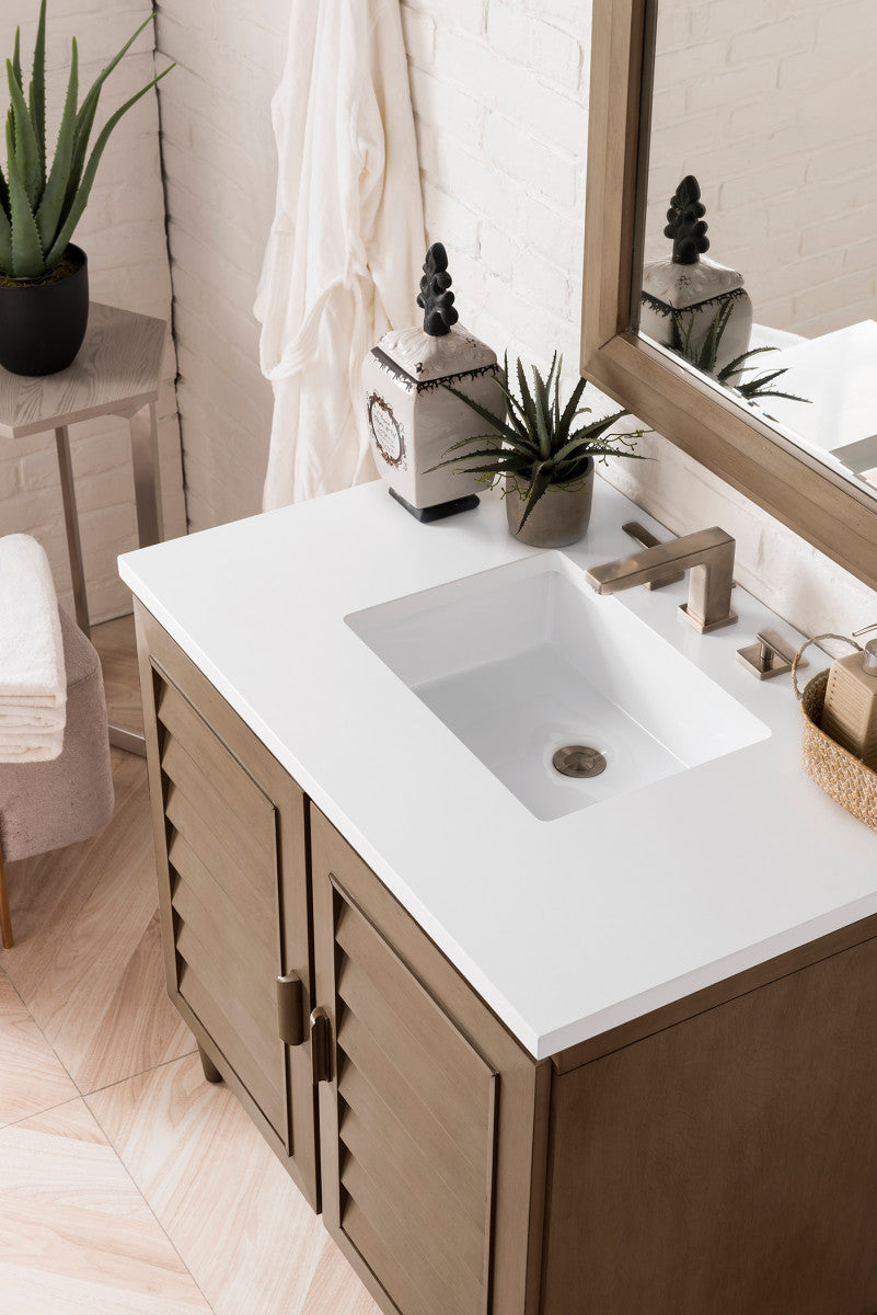 Portland 36" Single Vanity Cabinet, Whitewashed Walnut