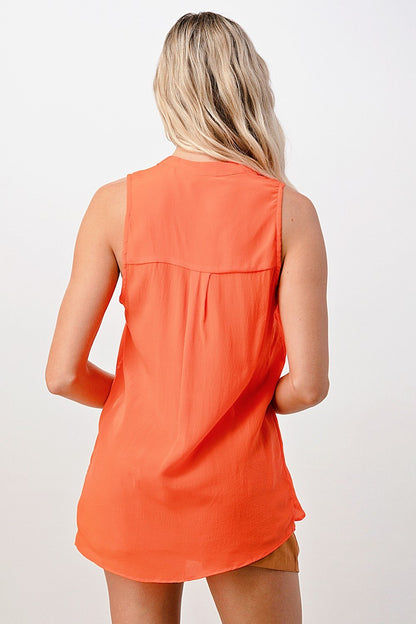 Sleeveless Button-Up Ruffle Blouse | Apparel | Kitchen + Metal