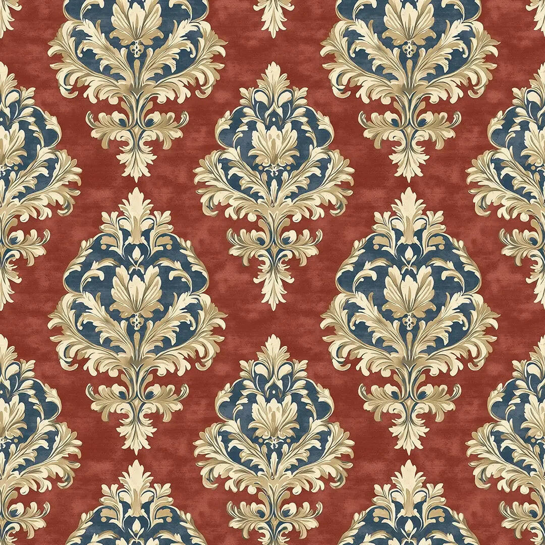 Venetian Crimson Brocade Wallpaper