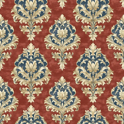 Venetian Crimson Brocade Wallpaper