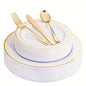 Elegant 50Piece Gold Dinnerware Set for Weddings  Parties
