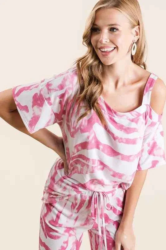 BiBi Zebra Print French Terry Stylish Top and Pants Combo