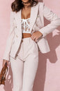 Full Size Plus Size Blazer Pantsuit with Lapel Collar and Long Sleeves