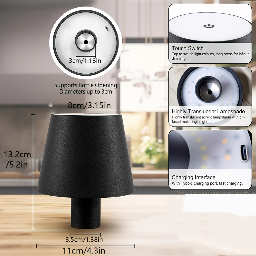 Sleek USB Rechargeable LED Bottle Lamp with Touch Control