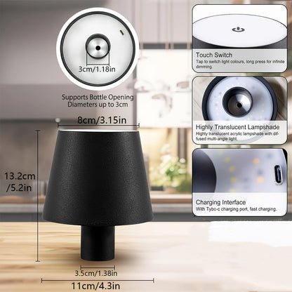 Sleek USB Rechargeable LED Bottle Lamp with Touch Control
