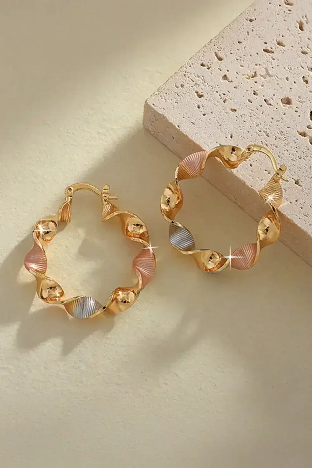 Gold Twisted Hoop Earrings | Modern Alloy Hoops -femstylo