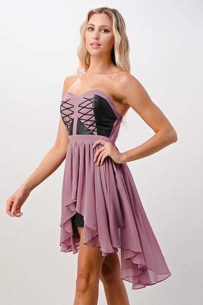 Strapless Lace-Up High-Low Dress | Apparel | Kitchen + Metal