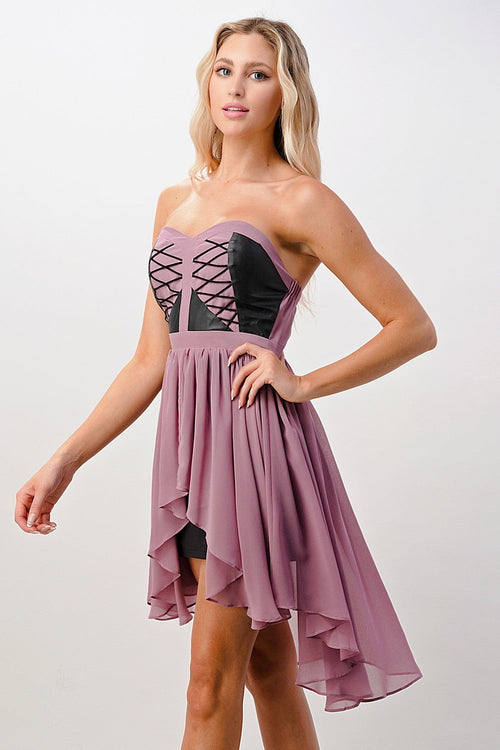 Strapless Lace-Up High-Low Dress | Apparel | Kitchen + Metal