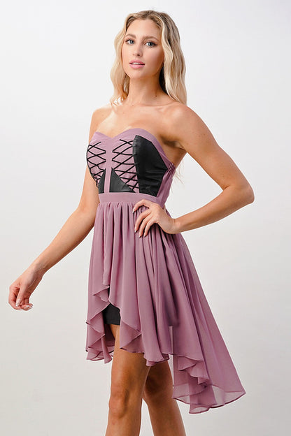 Strapless Lace-Up High-Low Dress | Apparel | Kitchen + Metal