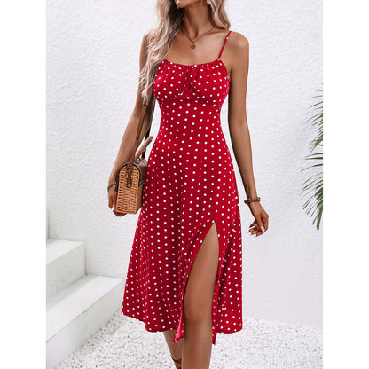 Polka Dot Suspender Dress - New Summer Sexy Split Long Dress for Women