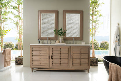 Portland 72" Double Vanity Cabinet, Whitewashed Walnut