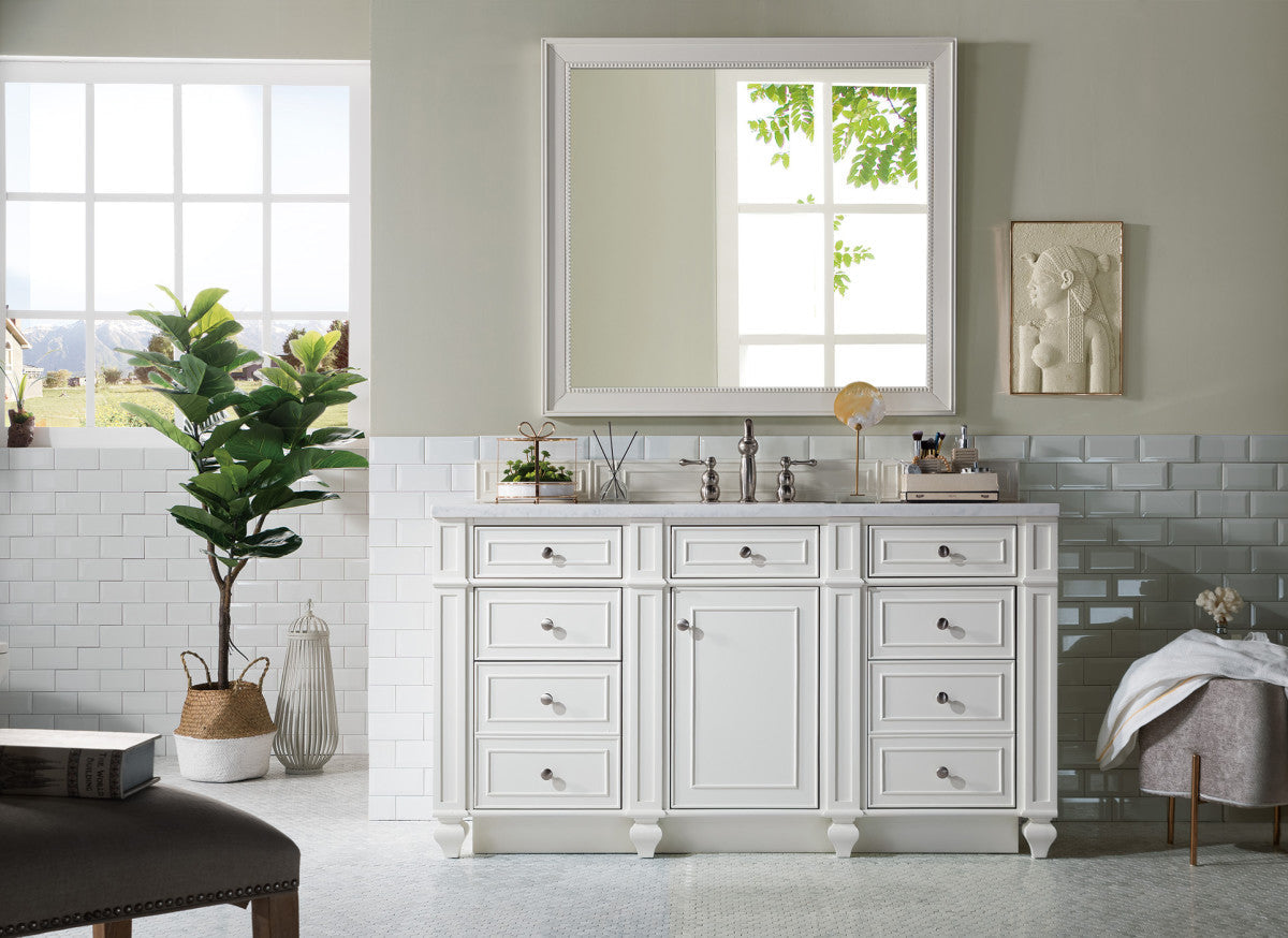 Bristol 60" Single Vanity Cabinet, Bright White